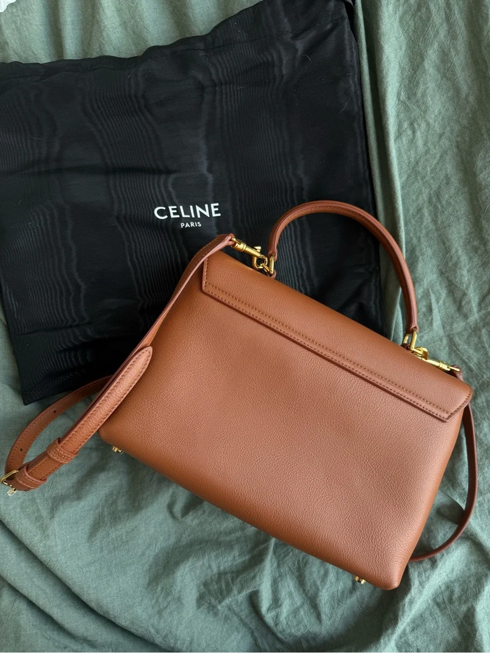 Celine Medium Nino Bag in Supple Grained Calfskin Leather in Tan